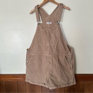 Old Navy Straight Non-Stretch Jean Short Overalls Tan Color Size XL